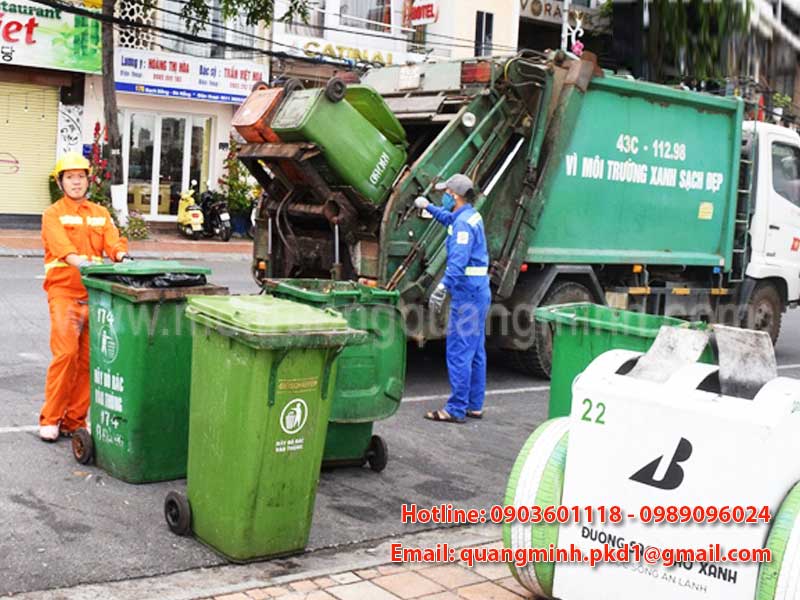 Thùng rác công cộng - Xe gom rác đẩy tay và cuốn ép rác lưu động