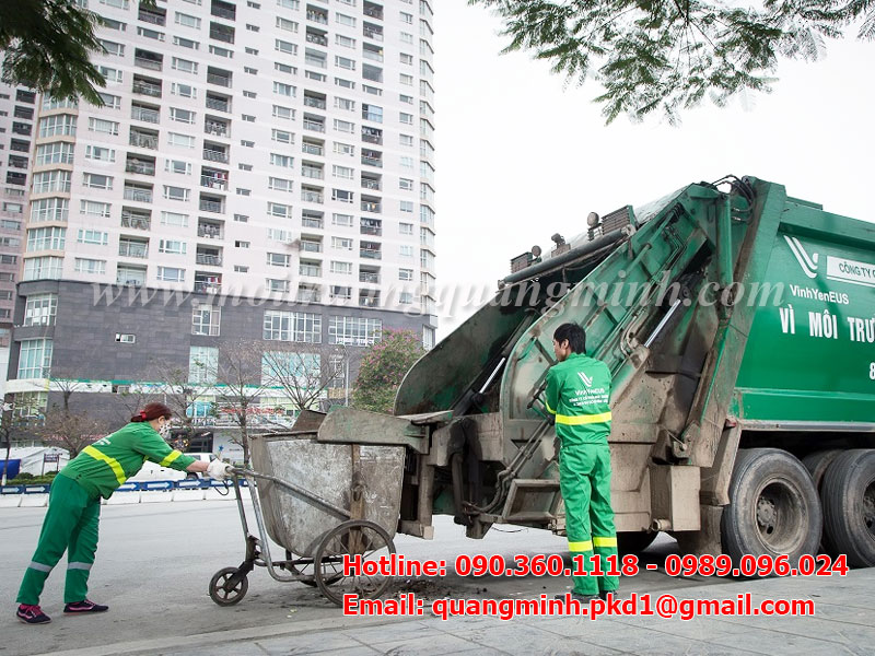 mua xe thu gom rác bằng tôn 500 lít tại Môi trường Quang Minh