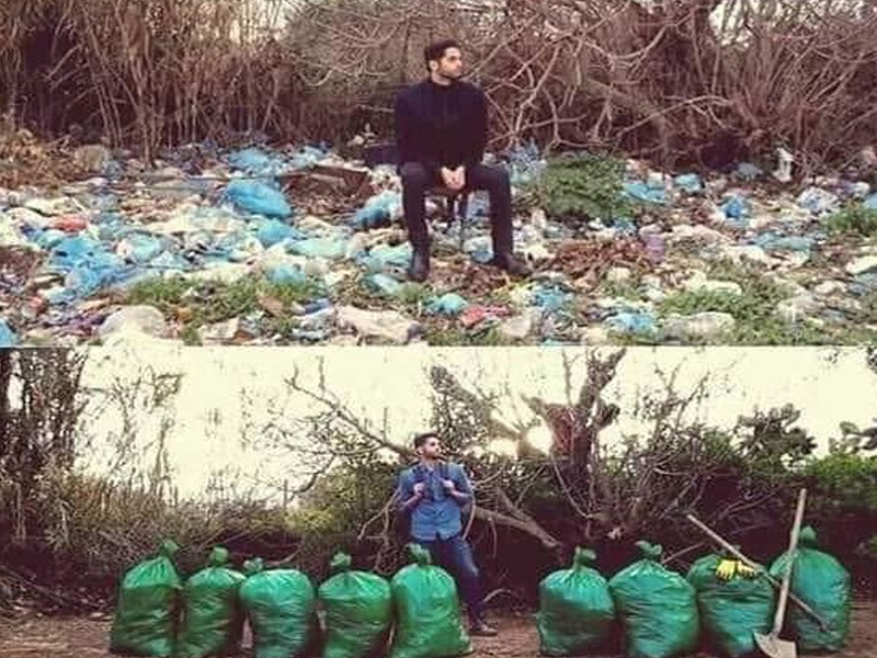 Hình ảnh do Byron Román đăng tải để kêu gọi cư dân mạng tham gia “thử thách dọn rác”.