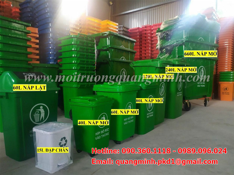 Môi trường Quang Minh sản xuất và cung cấp thùng rác nhựa các loại