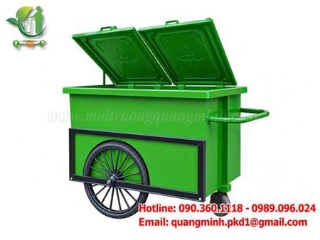 Xe gom rác 3 bánh có nắp đậy